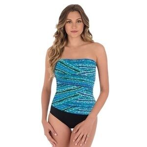 Miraclesuit Night Lights Muse Bandeau Underwire One Piece Swimsuit 10 nwt new